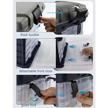 Ducurt Tackle Box Fishing Box Organizer Large Tackle box Organizers and Storage 4 Layers Tacklebox