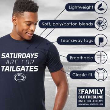Penn State Officially Licensed Adult Saturday Tailgates Short Sleeve Tshirt Large Graphite Heather Grey