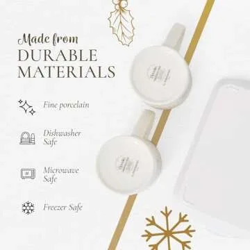 Spode Christmas Tree Polka Dot 10oz Mug & 8" Tray Set (3-Piece Set) - Festive Porcelain Mugs with Melamine Tray, Dishwasher & Microwave Safe - Ideal for Hot Chocolate or Coffee