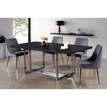 Meridian Furniture Karina Velvet Upholstered Dining Chairs with Chrome Legs