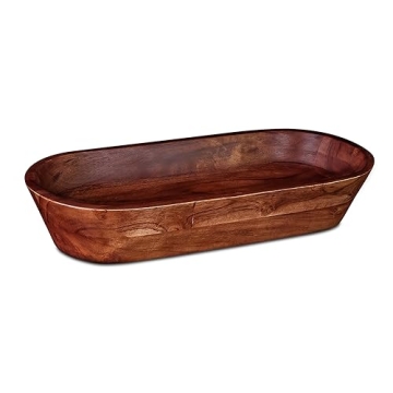 Luxe Designs Wooden Dough Bowl - Dark Burnt Acacia Wood - Handmade Decorative Bowls for Home Decor, ...