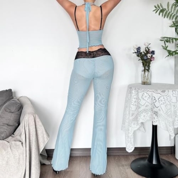 Pokn Two Piece Lace Cami Top & Bootcut Leggings Set