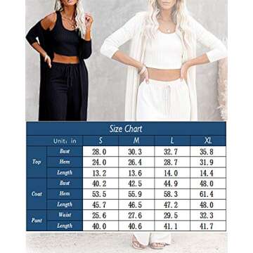 Fessceruna Womens 3 Piece Lounge Sets Pajamas Knit Long Sleeve Cardigan Crop Top Wide Leg Pants Loungewear Set
