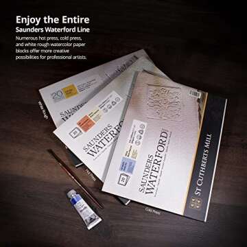 St. Cuthberts Mill Saunders Waterford Watercolor Paper Block - 16x12-inch White 100% Cotton Watercolor Paper - 20 Sheets of 140lb Cold Press Watercolor Paper for Gouache Ink Acrylic Charcoal and More