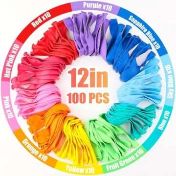 Colorful 100 PCS Rainbow Latex Balloons for Parties