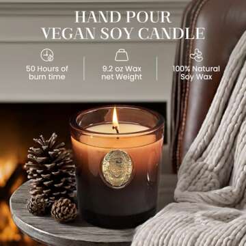 M&SENSE Natural Soy Wax, Fireside Flurries Scented Small Room Candle Gift for Women and Men - 9.2 oz...