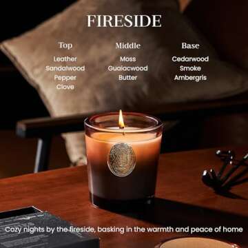 M&SENSE Natural Soy Wax, Fireside Flurries Scented Small Room Candle Gift for Women and Men - 9.2 oz | 50 Hours Burn Time, Black Brown Gradient |Luxury Home Scented and Home Décor