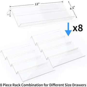 Yakaly Clear Acrylic Spice Drawer Organizer, Expandable 13" to 26" - 4 Tier 2 Sets(8 Pieces) In Drawer Seasoning Jars Insert, Drawer Spice Rack for Kitchen Cabinet Drawer/Countertop