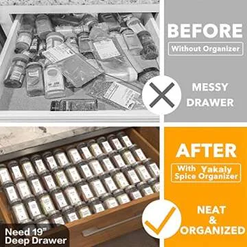 Yakaly Clear Acrylic Spice Drawer Organizer, Expandable 13" to 26" - 4 Tier 2 Sets(8 Pieces) In Drawer Seasoning Jars Insert, Drawer Spice Rack for Kitchen Cabinet Drawer/Countertop