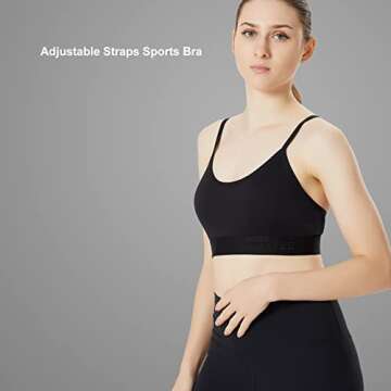 GITYEE Sports Bras for Women, Adjustable Straps Racerback Padded Workout Gym Yoga Bra Tops, 3 Pack (Small, Black/Black/Black)