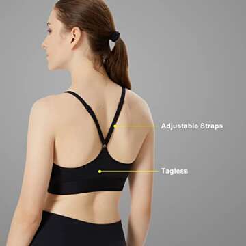 GITYEE Sports Bras for Women, Adjustable Straps Racerback Padded Workout Gym Yoga Bra Tops, 3 Pack (Small, Black/Black/Black)
