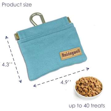 Raisingwell Dog Treat Pouch - Green Pocket Sized Pet Training Pouch with Carabiner for Outdoor Use