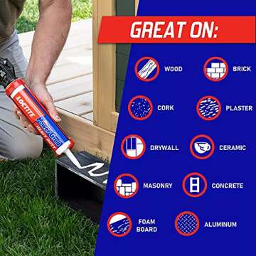 Loctite Power Grab Express Heavy Duty Construction Adhesive, Versatile Construction Glue for Wood, Wall, Tile, Foam Board & More - 9 fl oz Cartridge, Pack of 1
