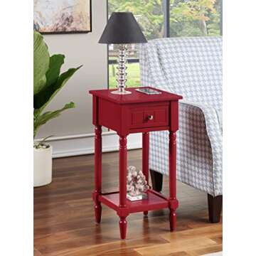 Convenience Concepts French Country Khloe 1 Drawer Accent End Table 14" - Traditional Farmhouse Side...