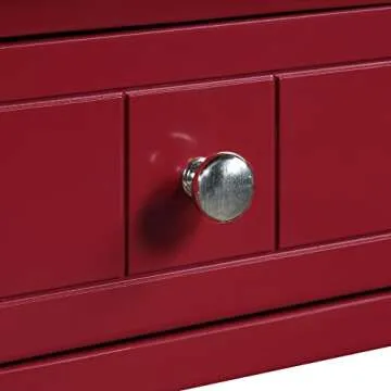 Convenience Concepts French Country Khloe 1 Drawer Accent End Table 14" - Traditional Farmhouse Side Table with Storage Drawer and Shelf, End Table for Living Room, Cranberry Red