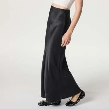 The Drop Women’s Alya Silky Slip Maxi Skirt, Black, XS