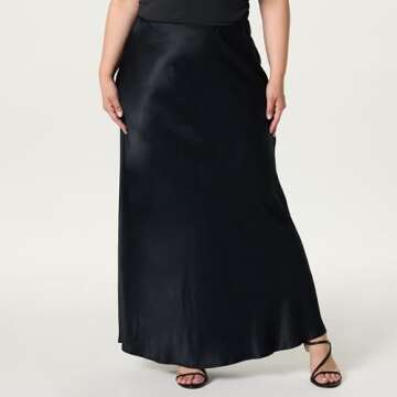 The Drop Women’s Alya Silky Slip Maxi Skirt, Black, XS