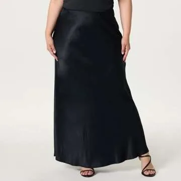 The Drop Women’s Alya Silky Slip Maxi Skirt, Black, XS