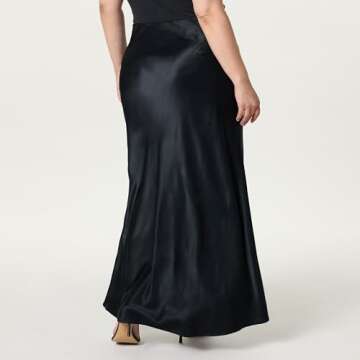 The Drop Women’s Alya Silky Slip Maxi Skirt, Black, XS