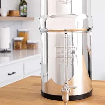 Big Berkey Gravity-Fed Water Filter System with 2 Black Berkey Elements Plus Deluxe 7" Stainless Steel Berkey Water View Spigot