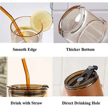 BLUEPOLAR 13 oz Tumbler Water Glass, Water Bottle with Straw and Dustproof Lid, Coffee Ice Cup Doubl...