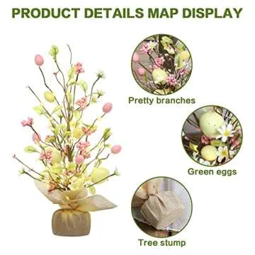 Pre-Lit Easter Egg Tree 18 Inch Decor for Spring
