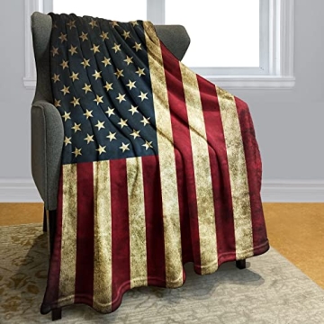 YISUMEI Vintage American Flag Blanket Patriotic Style, Warm Throw Blanket Memorial Gifts for Soldier...