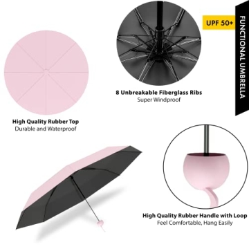 Mini Travel Umbrella Compact Lightweight UV Protection