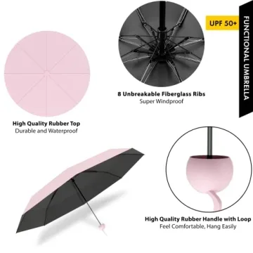 Mini Travel Umbrella Compact Lightweight UV Protection