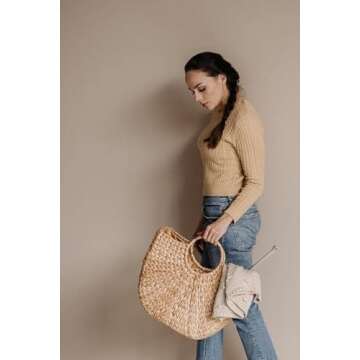 EROGUE Natural Chic Straw Bag for Stylish Summer Outings