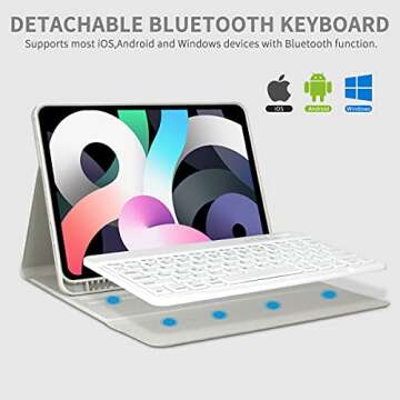 Keyboard Case for iPad Air 11 inch 2024 (M2) & iPad Pro 11 inch (4th/3rd/2nd/1st) Gen 2022, iPad Air 5th&4th Generation Case with Keyboard, Detachable Bluetooth Keyboard with Pencil Holder (Gray)