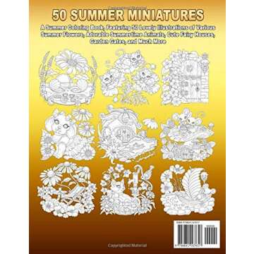 50 SUMMER MINIATURES: A Summer Coloring Book, Featuring 50 Lovely Illustrations of Various Summer Fl...
