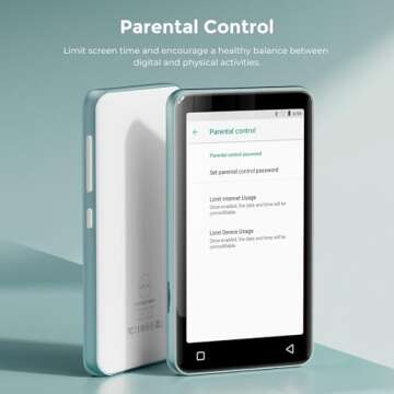 innioasis 80GB MP3 Player with Bluetooth and WiFi, MP3 Player for Kids with Spotify, Spotify Kids, Pandora, Audible, 4.0" Touch Screen Music Player with Parental Controls, Up to 1TB (White+ Sky-Blue)