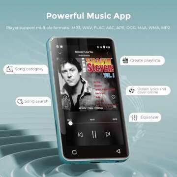 innioasis 80GB MP3 Player with Bluetooth and WiFi, MP3 Player for Kids with Spotify, Spotify Kids, Pandora, Audible, 4.0" Touch Screen Music Player with Parental Controls, Up to 1TB (White+ Sky-Blue)