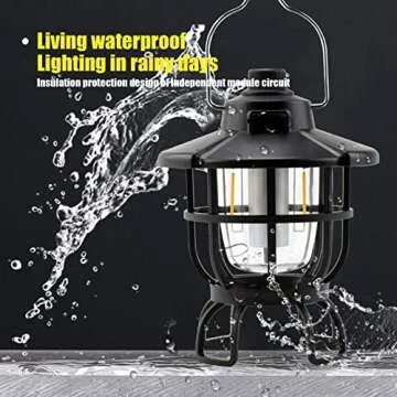 LOMNYIY LED Camping Lantern,3-Color Lighting,Rechargeable Retro Metal Camp Light,Battery Powered Hanging Vintage Lamp ,Portable Waterpoor Outdoor Tent Bulb(001-White)