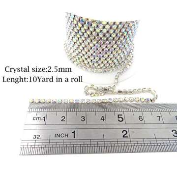 Honbay 10 Yards Rhinestone Trim for Sparkling Crafts