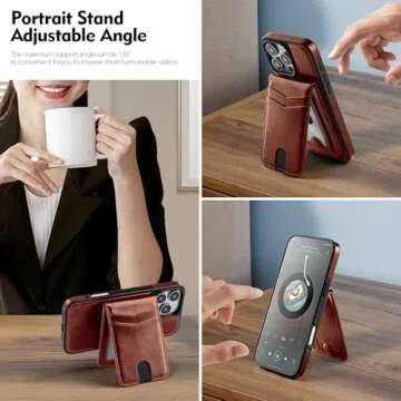 SkyEagle Compatible Magsafe 2 in 1 Detachable iPhone 16 Pro Max Wallet Case with Card Holder Women Men,Magnetic PU Leather RFID Blocking Flip Kickstand Credit Slots,for Apple 16 ProMax,Brown