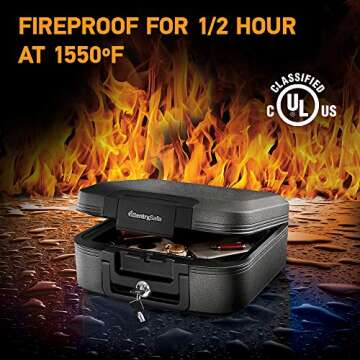 SentrySafe Charcoal Gray Fireproof and Waterproof Safe Box with Key Lock, Portable Chest for Money, Passport, 0.28 Cubic Feet, 6.6 x 15.4 x 14.3 Inches, CHW20221