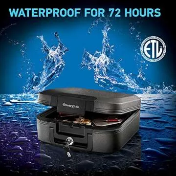 SentrySafe Charcoal Gray Fireproof and Waterproof Safe Box with Key Lock, Portable Chest for Money, Passport, 0.28 Cubic Feet, 6.6 x 15.4 x 14.3 Inches, CHW20221