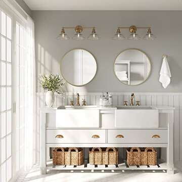 Barnyard Designs Round Metal Mirror, Bathroom Vanity Wall Mirrors, Circle Mirror for Desk, Metal Framed Bedroom Mirror (24"/Gold)