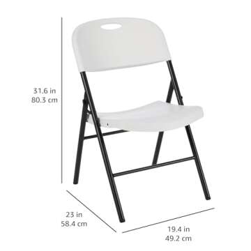 Amazon Basics Folding Plastic Chair with 350-Pound Capacity - 6-Pack, White