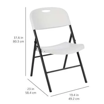 Amazon Basics Folding Plastic Chair with 350-Pound Capacity - 6-Pack, White