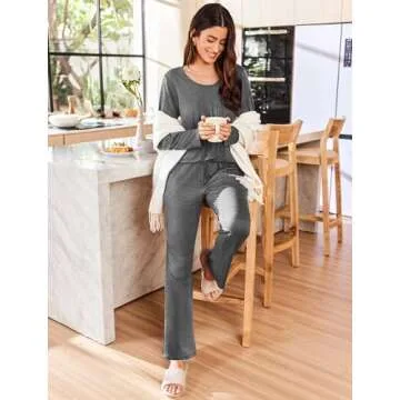 Ekouaer Women's Lounge Pajama Set with Pockets and Style