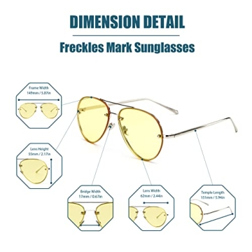 Freckles Mark Oversized Aviator Sunglasses UV400 Protection