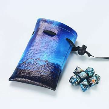 QIELIZI DND Dice Bag with 7 Die Set for RPG Games