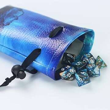 QIELIZI DND Dice Bag with 7 Die Set for RPG Games