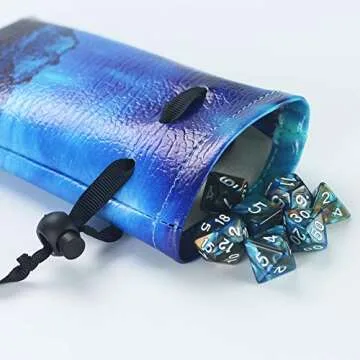 QIELIZI DND Dice Bag with 7 Die Set for RPG Games
