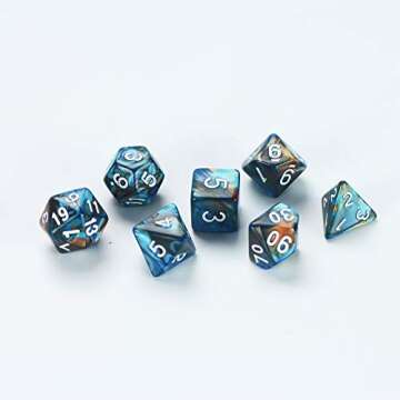 QIELIZI DND Dice Bag with 7 Die Set for RPG Games