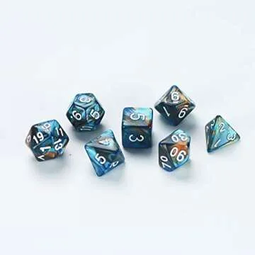 QIELIZI DND Dice Bag with 7 Die Set for RPG Games