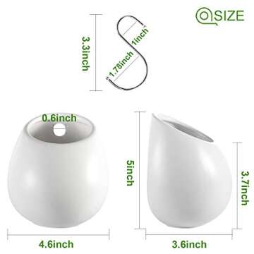 Wall Plant Holder, ZOUTOG 5 inch Round Ceramic Wall Mounted Planters for Indoor Plants, Hanging Succulent Planters with 6 Hooks for Succulent Plants or Air Herb Plants, Pack of 6 - Plants not Included